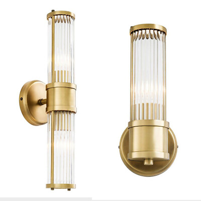 #ad Modern Brass Glass Wall Lamp Crystal LED Wall Sconce Bedside Lighting Home Light $92.65