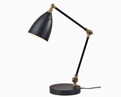 #ad Adesso 3904 01 Boston Desk Lamp 18.5 in 40W LED Black w Antique wireless chargi $34.99