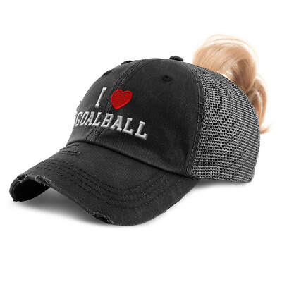 #ad Womens Ponytail Cap I Love Goalball Red Heart Sports Lovers Goalball Lovers $24.99