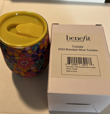 #ad Tumbler Benefit 2022 BRANDED Wine Floral Metal Insulated With Plastic Lid L9 $19.80