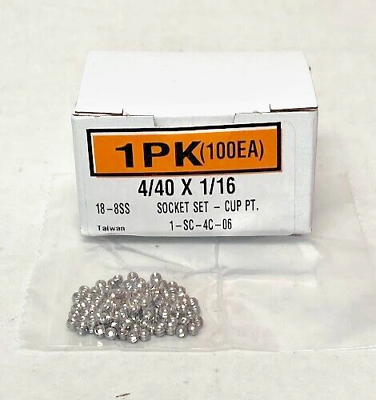 #ad New 4 40 x 1 16quot; Cup Point Set Screws Stainless Steel 100ea $8.00