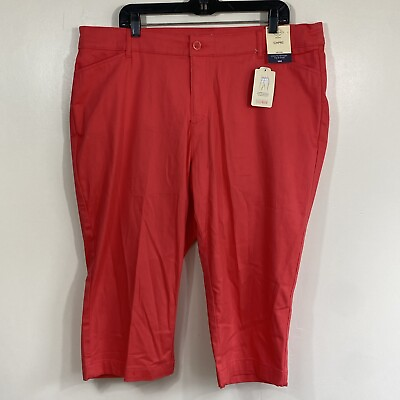 #ad NWT St. Johns Bay Pants Womens 18W Pink Coral Capri Stretch Plus $17.88
