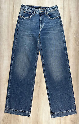 #ad NWT Lauren Ralph Lauren Womens Jeans Blue 8 High Rise Wide Leg $49.99