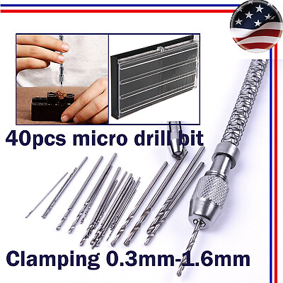 #ad Pin Hand Drill amp; Mini Twist Drill Bit Set 40 Pcs Micro Drill Bit Set for Jewelry $13.59