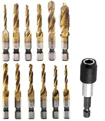 #ad 13 Pieces Drill Tap Set SAE Metric Drill Tap Bits Set with Quick Change Adap... $30.79