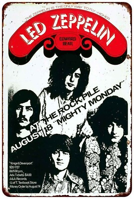 #ad 1969 Led Zeppelin in Toronto Vintage Look Reproduction Metal sign 8 x 12 $22.95