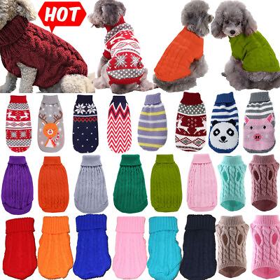 #ad Puppy Dog Jumper Winter Warm Knitted Sweater Pet Clothes Small Dogs Coat Thermal $3.94