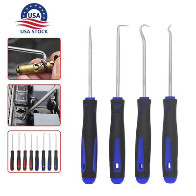 #ad 4*Long Reach Pick And Hook Probe Set Oil Seal Hook O Ring Seal Remove Tool Blue $6.89