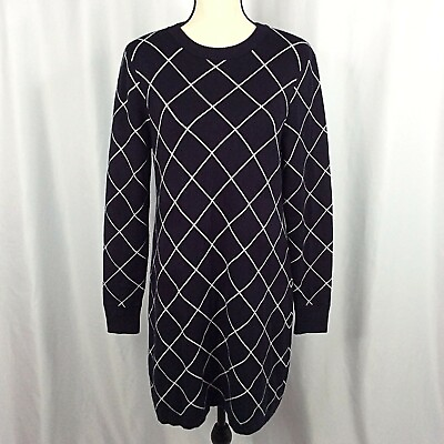 #ad Eliza J Sweater Dress Womens Size Small Black Plaid Long Sleeve Crew Neck $29.99