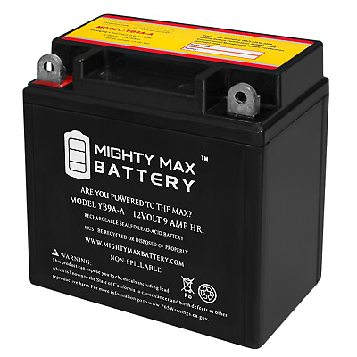 #ad Mighty Max YB9A A 12V 9AH 130 CCA Battery Replaces Banshee 12N9 BS Motorcycle $29.99