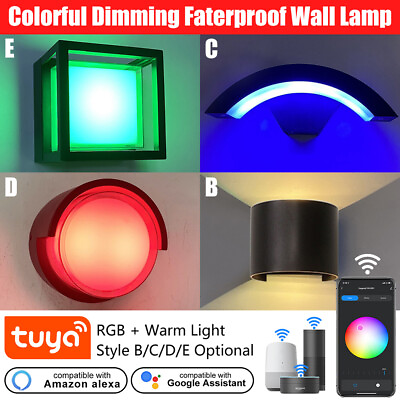 #ad 9W Smart RGBW LED Wall Lamp with Outdoor Wall Lamp Light WiFi Google Alexa IP65 $52.99