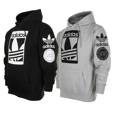 #ad Adidas Men#x27;s Original Trefoil Street Graphic Front Pocket Active Pullover Hoodie $50.88