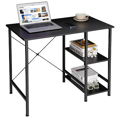#ad 36quot; Small Computer Desk wi Storage Shelves Writing Desk Table Home Office Black $42.68