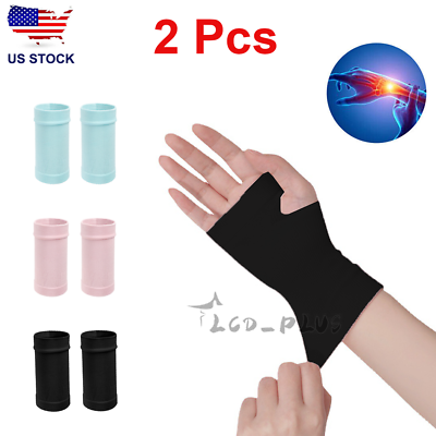 #ad 2 Pcs Wrist Brace Support Compression Sleeve Arthritis Gym Carpal Tunnel Hand US $5.98