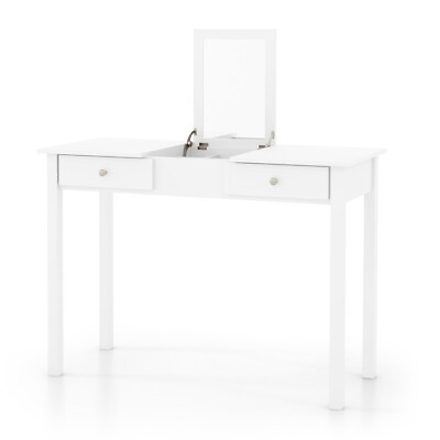 #ad Vanity Makeup Table Storage Drawers Desk Dressing Organizer With Flip Top Mirror $137.98