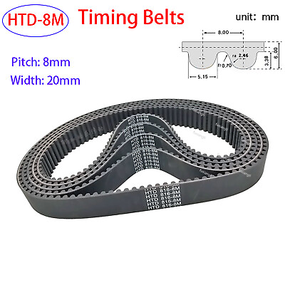 #ad HTD 8M Timing Belt Pitch 8mm Close Loop Rubber Belts Width 20mm 228mm to 5432mm $5.29