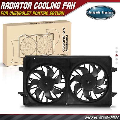 #ad New Dual Radiator Cooling Fan Assembly with Shroud for Chevrolet Pontiac Saturn $139.99