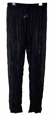 #ad Chalet et ceci USA Black Mesh Sheer Beach Leggings Women XL Elastic Waist Pants $29.99