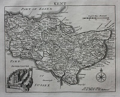 #ad KENT original antique county map JOHN ROCQUE 1769 GBP 40.00