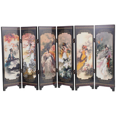 #ad Antique Screen Wooden Mini Folding Divider Home Decorations Chinese Lacquer $37.52