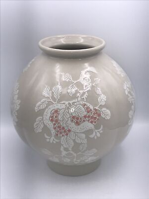 #ad Vintage Large Porcelain Vase Asian Detailed. Marked. 10” $119.00