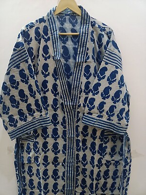 #ad Indigo Robe Japanese Beach Wear Kimono Indian Kimono Bath Robe Kimono Cardiagn $39.99