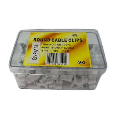 #ad Round White 5mm Cable Clips Secure Fastenings Cables 100 Pack CBT 7273 $89.95