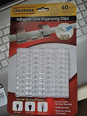 #ad Cablerama Adhesive Cord Organizing Clips with 3M adhesive Set of 40 $3.00