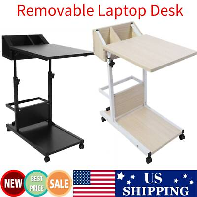 #ad Portable Office Laptop Desk Rolling Adjustable Table Cart Computer Mobile Stand $50.69