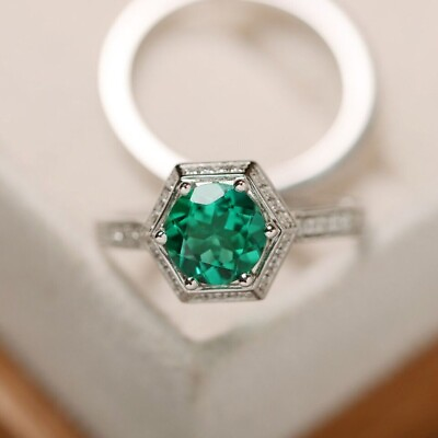 #ad 2.00 ct Lab Grown Emerald Anniversary Ring in 925 sterling silver $135.00