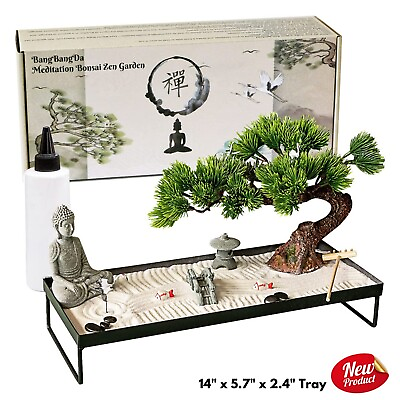 #ad Japanese Zen Garden Bonsai Tree Buddha Statue Table Desk Meditation Room Gift $82.97