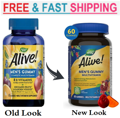 #ad Alive Mens Gummy Multivitamin Daily Supplement 60 Ct $14.30