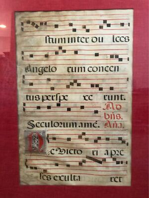 #ad Antique 15th Cent. Spanish Illuminated Manuscript Antiphonal Leaf on Vellum $1195.00