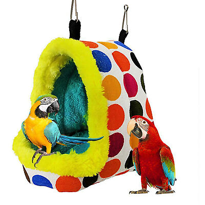 #ad Plush Bird Cave Cage Warm Hanging Sleeping Bed Hut Tent Parrot Hammock Pet Nest $9.49