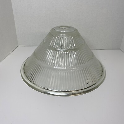 #ad Vintage Glass Ribbed Lamp Light Shade 14 3 4” Diameter $33.55