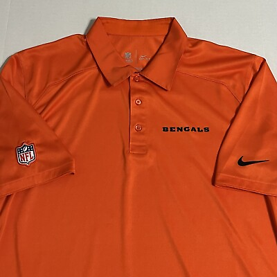 #ad Nike Dri Fit Men’s Small On Field Cincinnati Bengals Orange Golf Polo Shirt $20.99