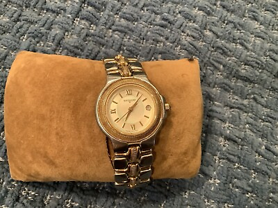 #ad WITTNAUER HT8065 9565 gold plated bezel 2 tone watch working. $99.00