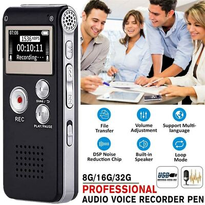 #ad Lecture Digital Voice Recorder Dictaphone Audio MP3 Sound Mini Spy Recorder Mic $21.77