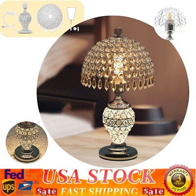 #ad Crystal Table Lamp Bedside Nightstand Desk Reading Lamp Bedroom Living Room Lamp $56.86