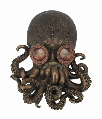 #ad Stunning Cold Cast Bronze Steampunk Octopus Wall Mount Plaque Sculpture $126.90