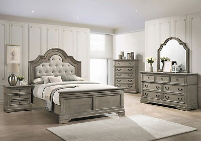 #ad ON SALE 5 piece Traditional Gray Finish Queen King Bedroom Furniture Set IA7R $1965.71