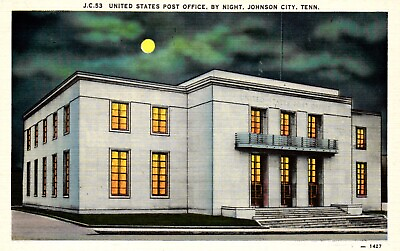 #ad United States Post Office By Night Johnson City Tennessee Postcard $1.49