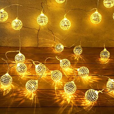 #ad 40 LED Disco Ball Mirror LED Party String Light Disco Party Decorations Mini ... $31.13
