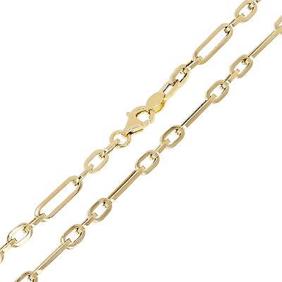 #ad Italian 14k Yellow Gold Hollow Paper Clip Chain Necklace 18quot; 3.3mm 3.7 grams $314.99