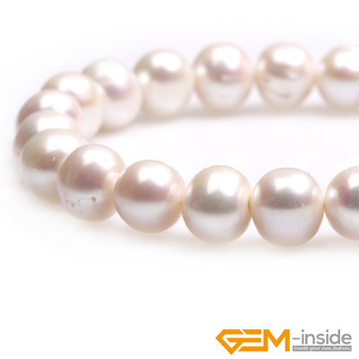 #ad Natural Gemstone White Pearl Near Round Loose Beads For Jewelry Making 15quot;Strand $155.14