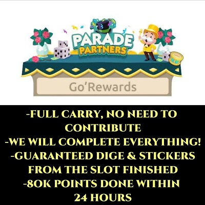 #ad ⚡Monopoly Go PARADE Partners Event FULL CARRY ⚡ 24 HOURS DONE PRE ORDER $46.99