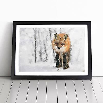 #ad Red Fox In A Winter Forest In Abstract Landscape Wall Art Print Framed Picture GBP 24.95