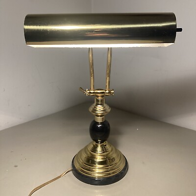 #ad Underwriter Laboratories Bankers Lamp Brass Black Ball Marble Brass Base $33.00