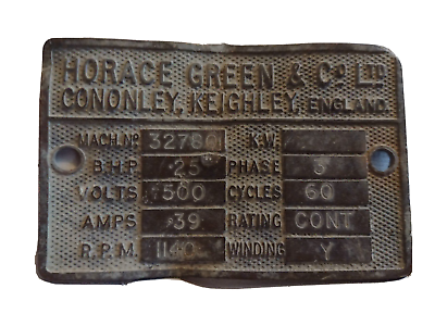 #ad 1900s Brass Motor Signal Plate Horace Green amp; Co Ltd Cononley keighley England $34.95