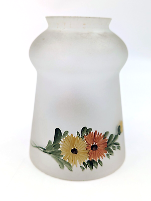 #ad #ad Antique 2 ¼” Fitter Frosted Floral Hand Painted Blown Glass Light Shade VG Cond $24.99